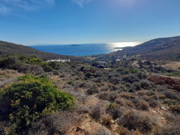 Γαύριο-Κυπρί. 16.600 m2 με 94 m2 παλιό κτίσμα με καταπληκτική θέα και αλώνι.