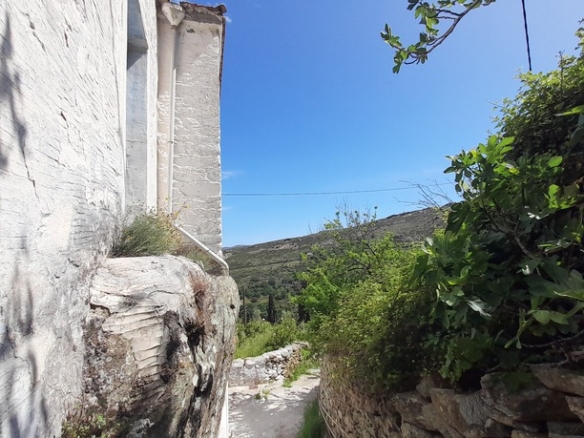 Andros-Apikia. House 280.49 m2 on 835.44 m2 land, with irrigation water, cistern and seaview.