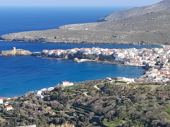 Υψηλού: Με εξαιρετική θέα στη θάλασσα & στη Χώρα της Άνδρου 9.750,45 m2 με κελί 14,09 m2 και αλώνι.