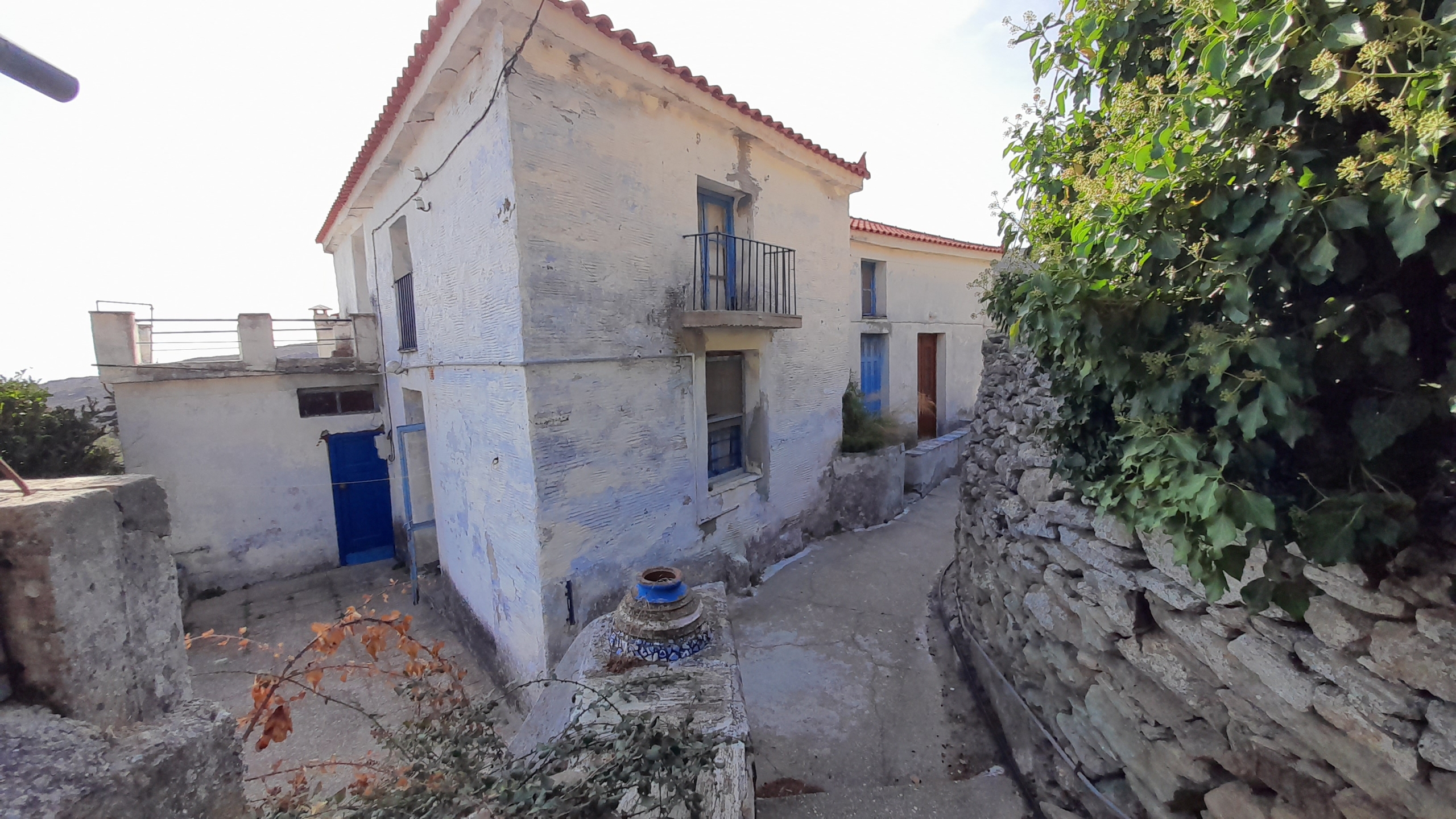 Andros-Apikia. House 280.49 m2 on 835.44 m2 land, with irrigation water, cistern and seaview.