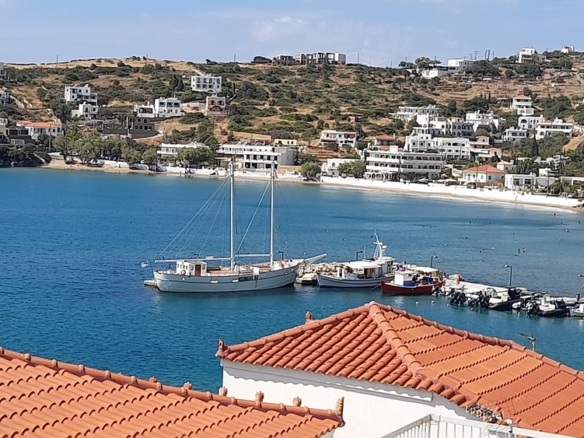 Batsi, Andros: Second-floor stone property 58 m2 with Sea View.